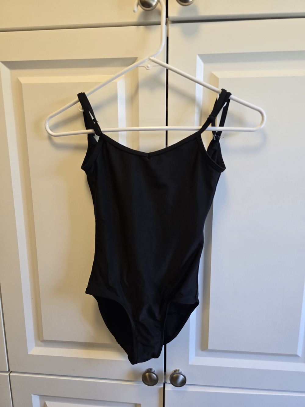 Theatrical Black Leotard Adjustable Straps Child Large Lined
